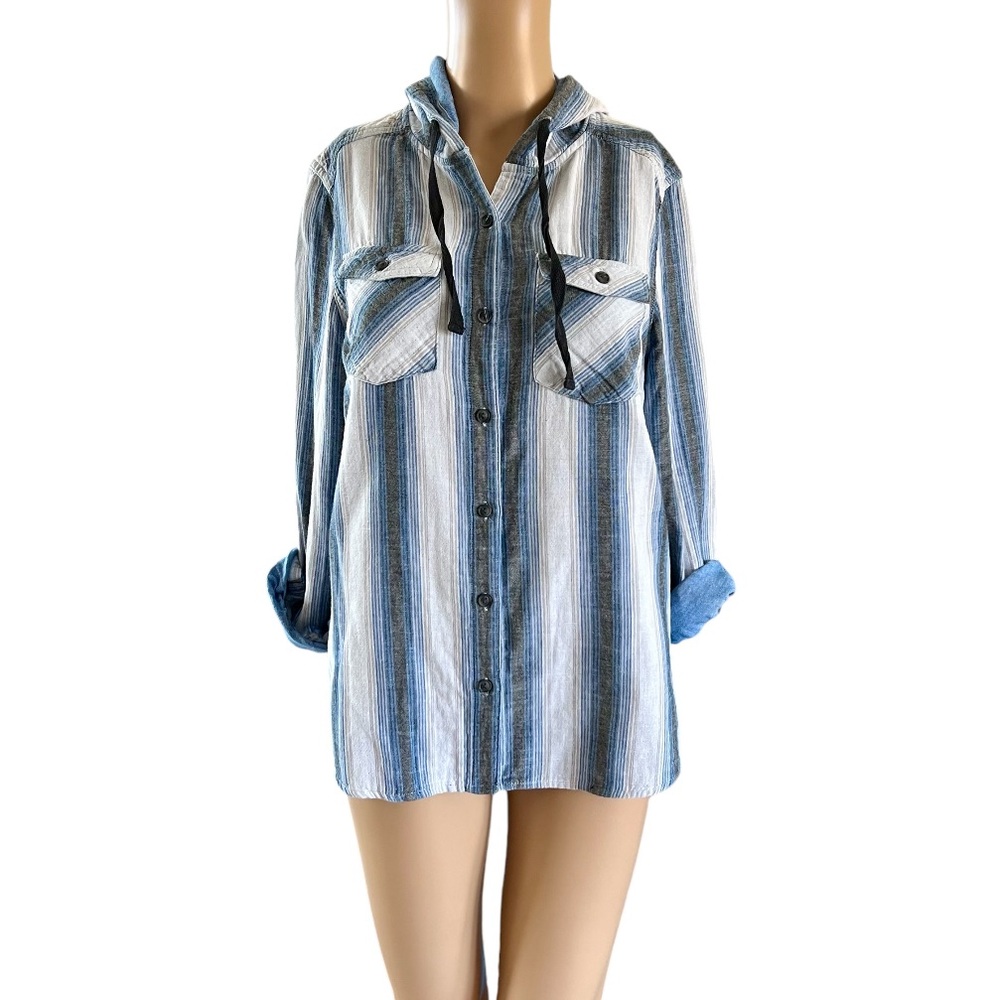 Boston Traders Stripped Hooded Shirt Jacket